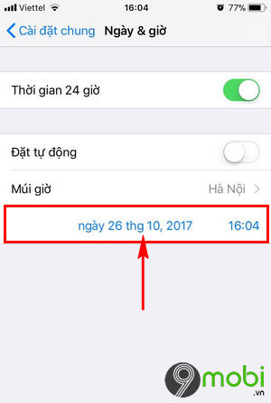 cai dat ngay gio iPhone 6s plus