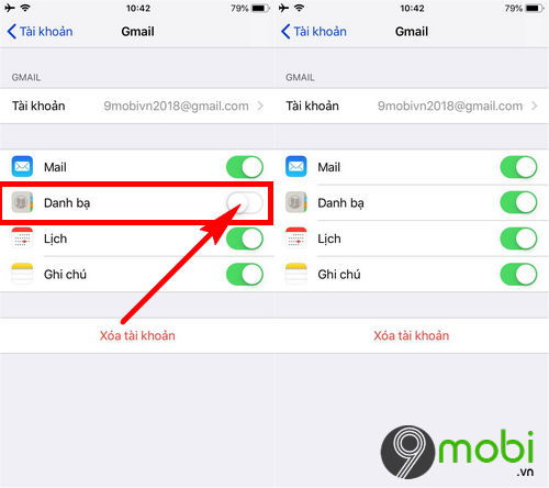 Cách sao lưu danh bạ iPhone vào Gmail với Settings