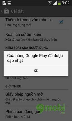 Cập nhật Google Play lên bản mới nhất không sử dụng file APK
