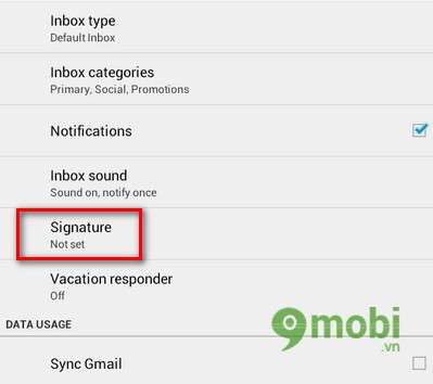 Tạo chữ ký cho Email trên Android